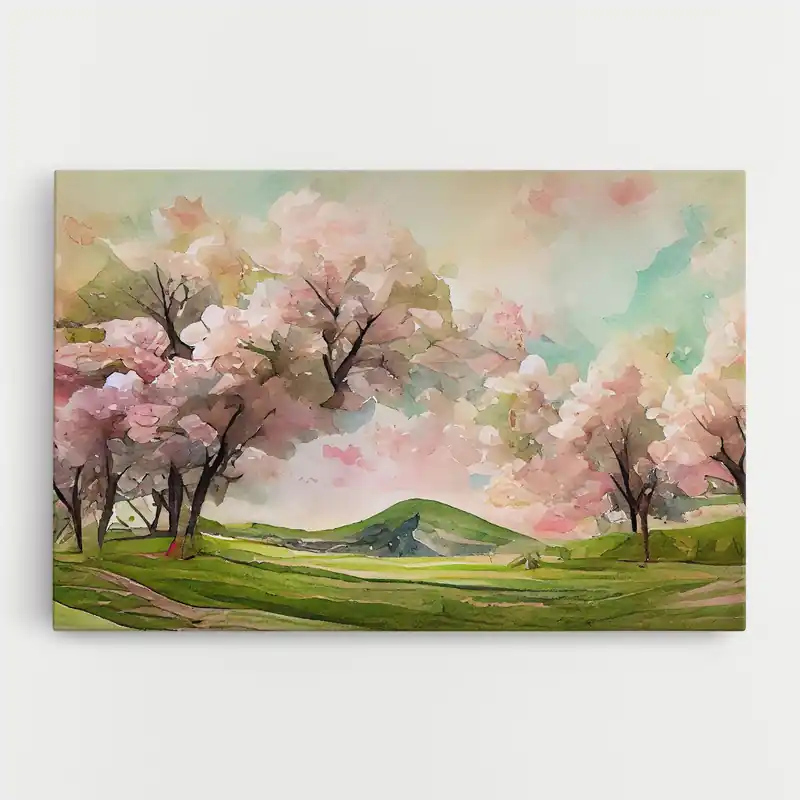 Zertifiziert Leinwandbild Spring Pink Trees