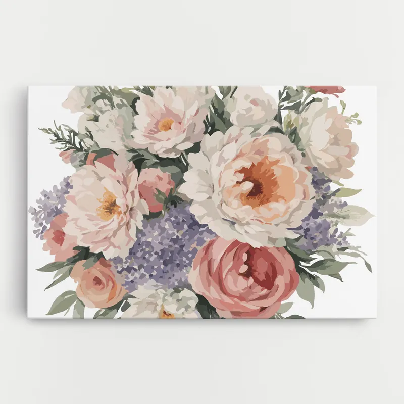 Abverkauf Leinwandbild Pretty Watercolor Bouquet