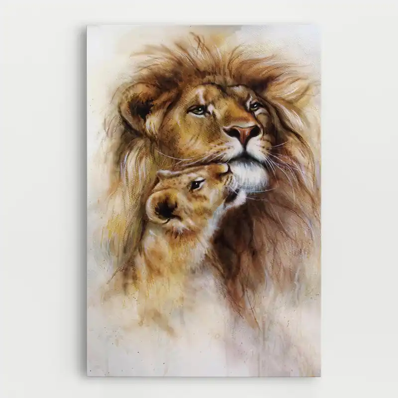 Kostenfreie Lieferung Leinwandbild Lion Love