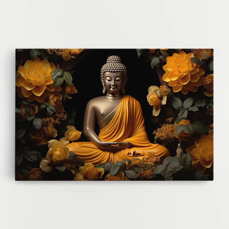 Sonderangebot Leinwandbild Gold Buddha Flower