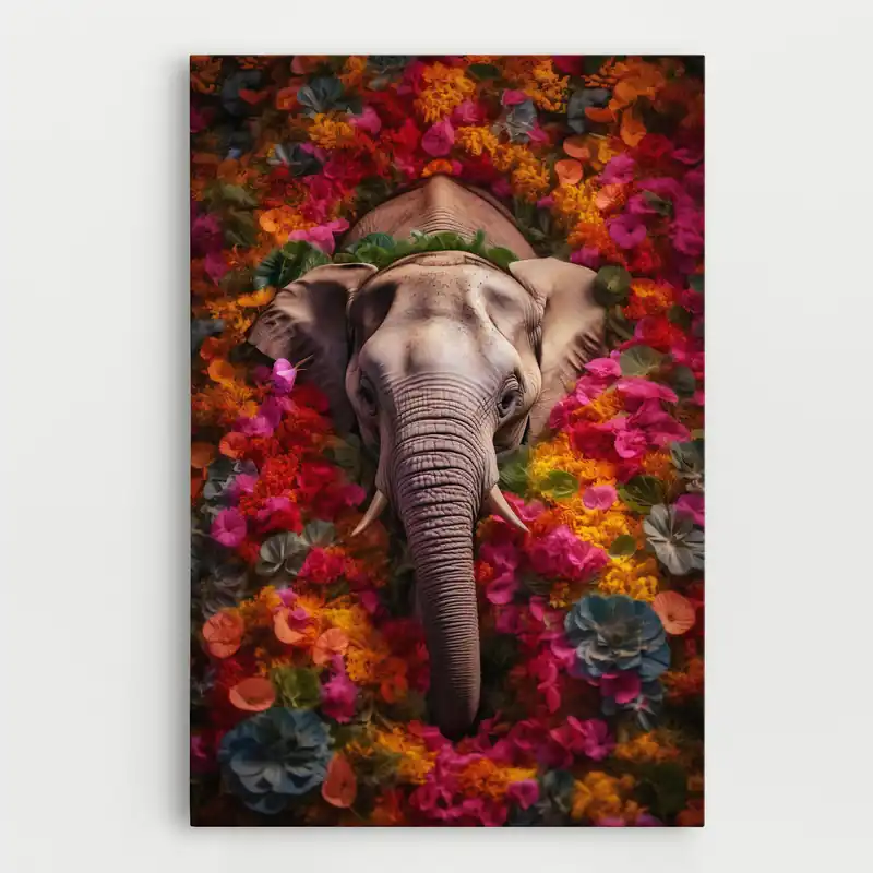 Gratis Versand Leinwandbild Flower Elephant