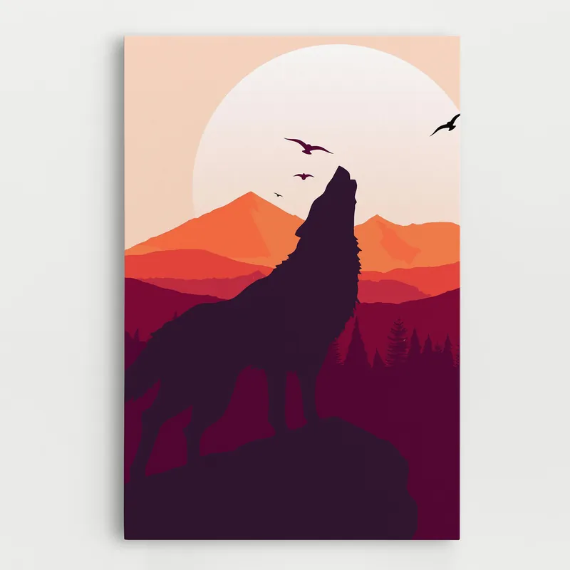 Zertifiziert Leinwandbild Wolf Pink Moon