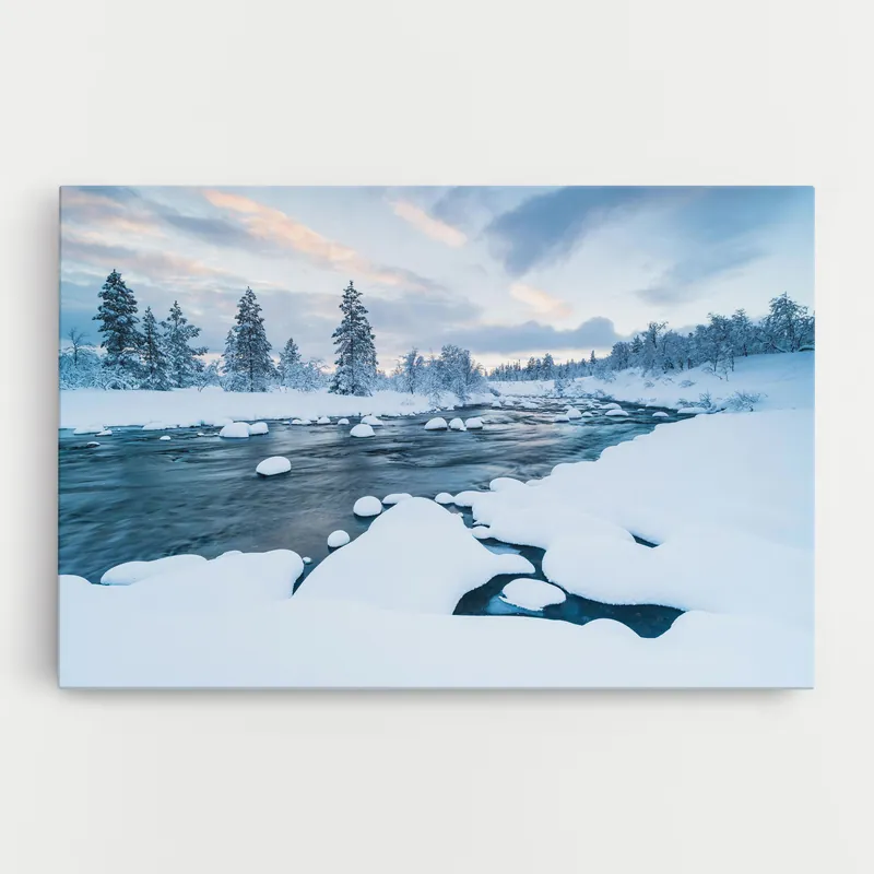 Zertifiziert Leinwandbild Winter River
