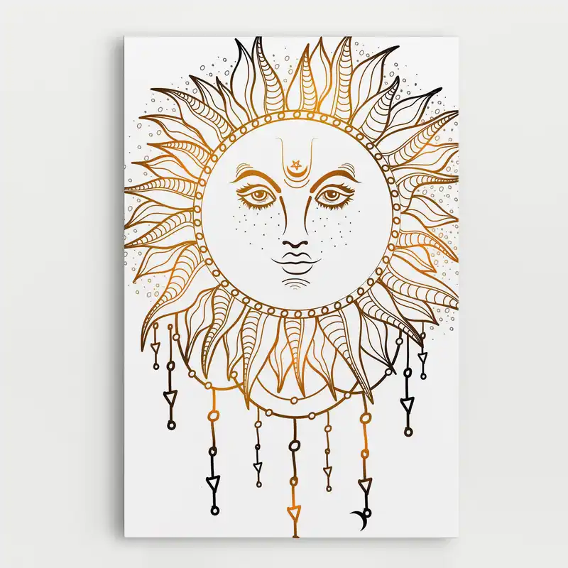 Abverkauf Leinwandbild Gold Sun Face