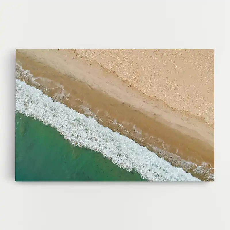 Zertifiziert Leinwandbild Cream Green Waves