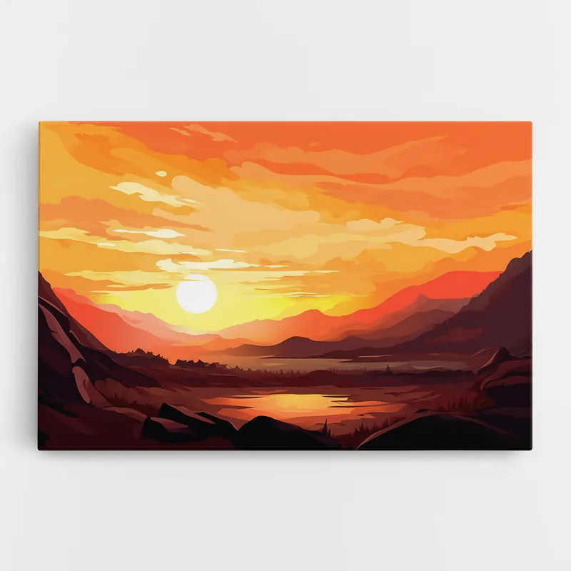 Abverkauf Leinwandbild Beautiful Sunset Illustration