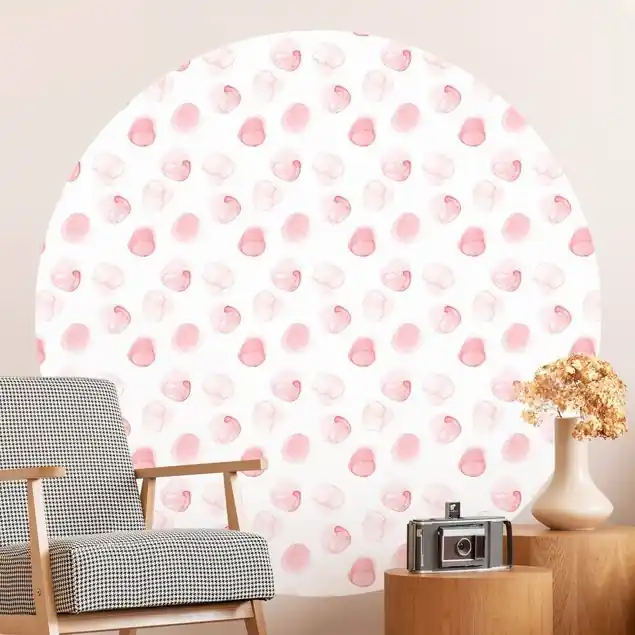 Zertifiziert Aquarell Punkte Rosa Runde Mustertapete