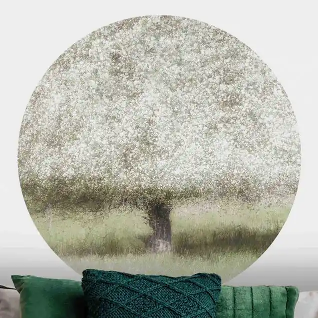 Verträumter Baum im Garten Runde Fototapete Begrenztes Angebot