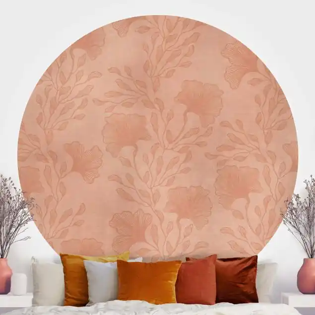 Zarte Zweige in Rosegold Runde Mustertapete Top-Preis