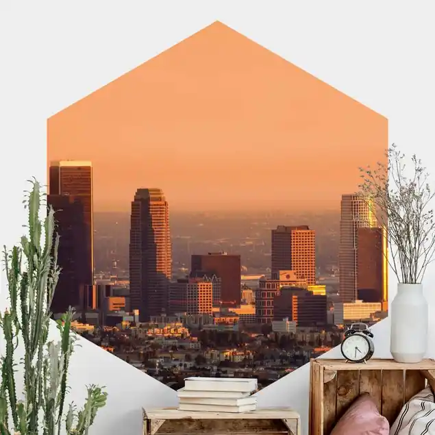 Zertifiziert Skyline of Los Angeles                               Hexagon Fototapete