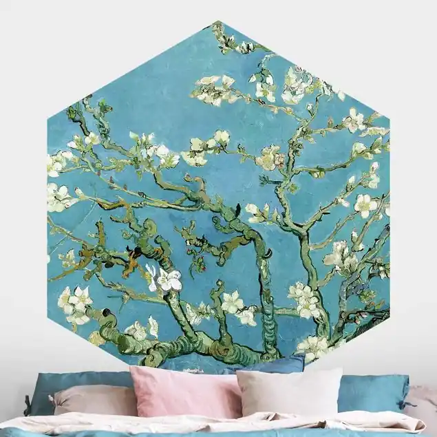Zertifiziert Vincent van Gogh - Mandelblüte                               Hexagon Fototapete