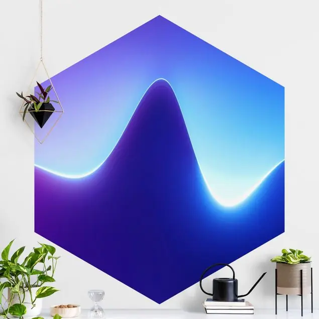 Abverkauf Lichtwelle auf Blau Hexagon Mustertapete