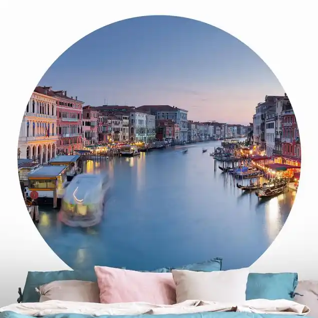 Abendstimmung auf Canal Grande in Venedig Runde Fototapete Schnäppchen