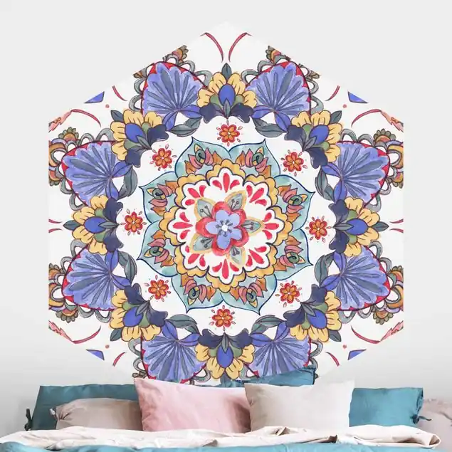 Zertifiziert Mandala Meditation Hartha Hexagon Mustertapete