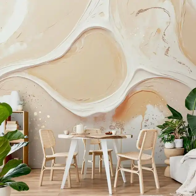 Abstrakte Malerei Beige und Gold Fototapete – Vlies Smart Top-Angebot