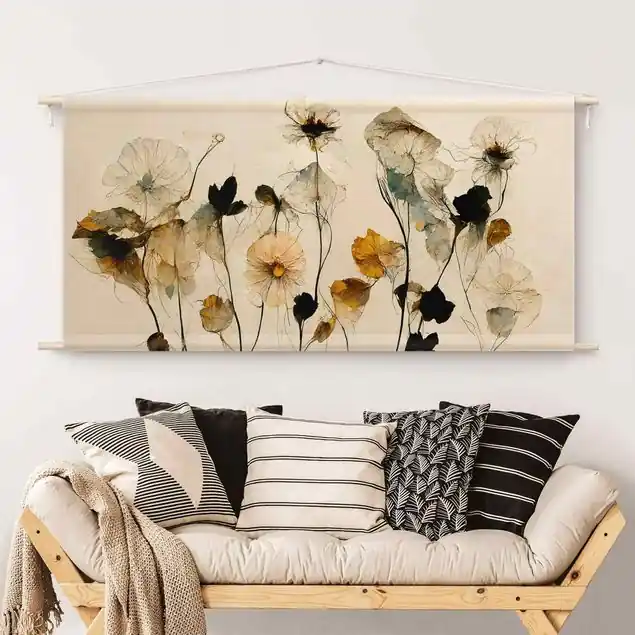 Echt Warme Blüten Wandteppich