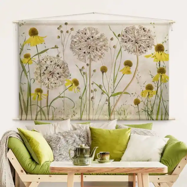 Angebot Allium und Helenium Illustration Wandteppich