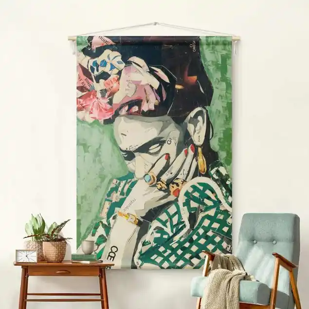 Frida Kahlo - Collage No.3                               Wandteppich Schnäppchen