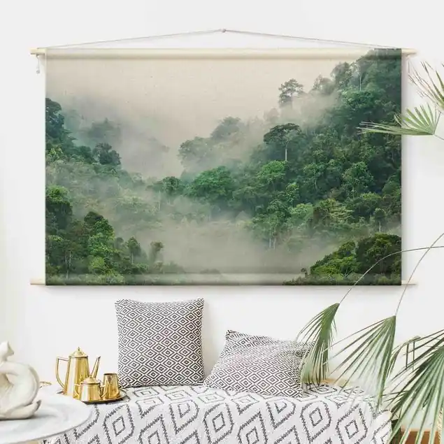 Dschungel im Nebel                               Wandteppich Neu
