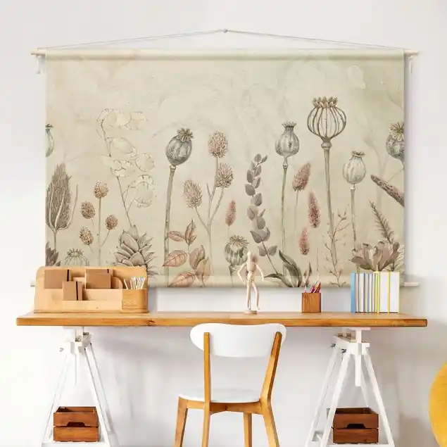 Zart getrocknete Herbstblumen Wandteppich Sonderangebot