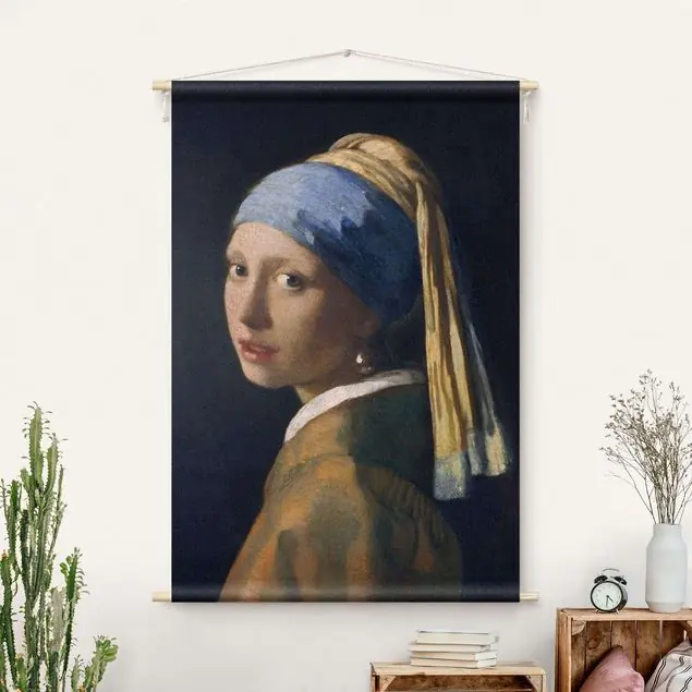 Zertifiziert Jan Vermeer van Delft - Das Mädchen mit dem Perlenohrgehänge                               Wandteppich