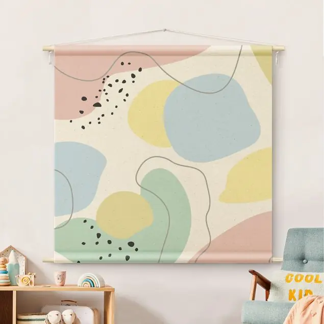 Zertifiziert Große geometrische Formen - Pastell Wandteppich