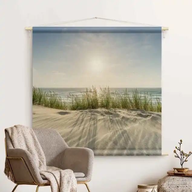 Zertifiziert Sonniger Dünenstrand auf Sylt                               Wandteppich