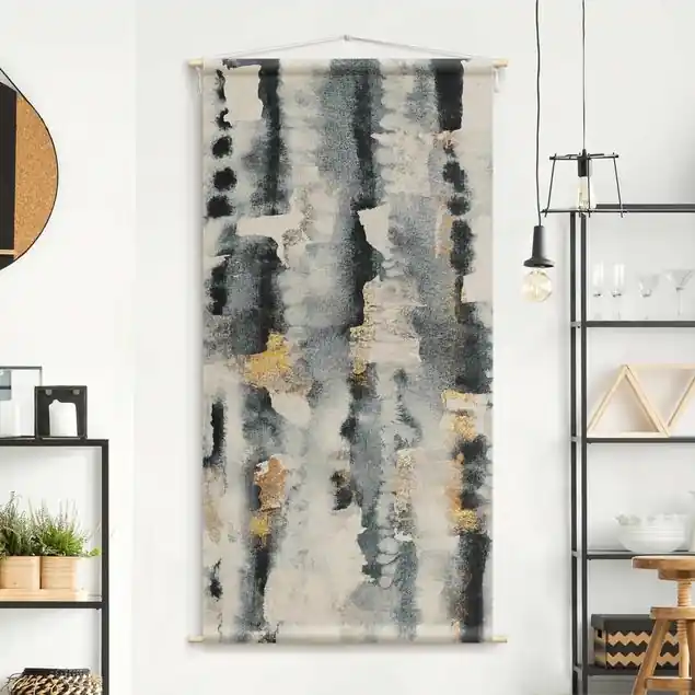 Abstraktes Aquarell mit Gold                               Wandteppich Zertifiziert