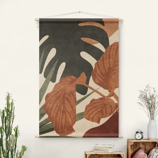 Zertifiziert Tropische Boho Blätter Wandteppich