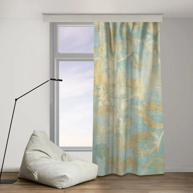 Marokkanische Collage in Gold und Türkis II Vorhang – Lichtdämpfender Samt Begrenztes Angebot