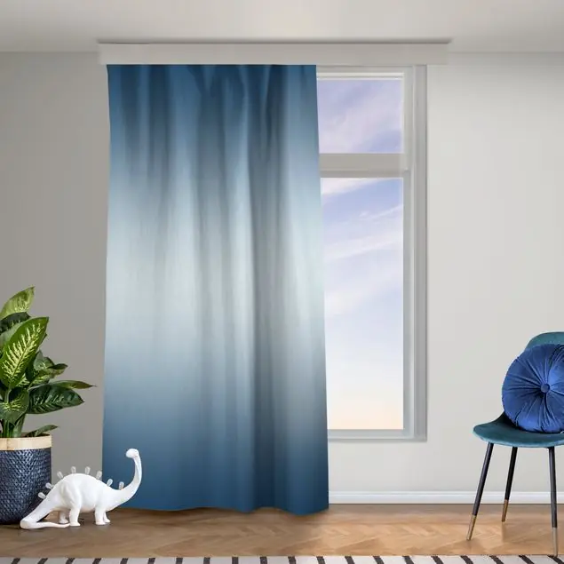 Abverkauf Blauer Horizontaler Farbverlauf Vorhang – Lichtdämpfender Samt