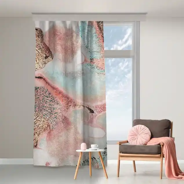 Abverkauf Goldenes Aquarell Rosé Vorhang – Lichtdämpfender Samt