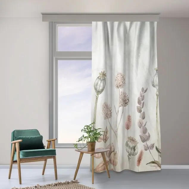 Zart getrocknete Herbstblumen Vorhang – Lichtdämpfender Samt Top-Angebot