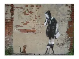 Banksy - Leinwandbild Girl and Rat Super-Preis