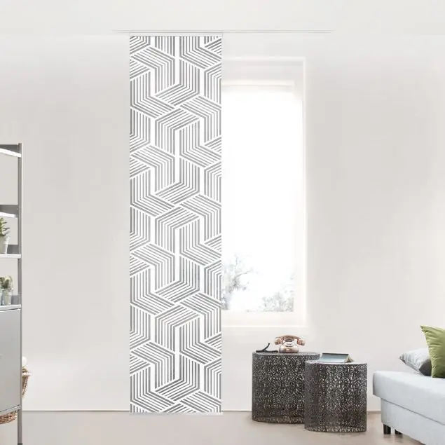 3D Muster mit Streifen in Silber Schiebegardine Must-Have