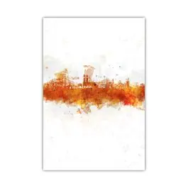 Bild - Skyline von München - Braun - Leinwand - Kunstdruck Echt