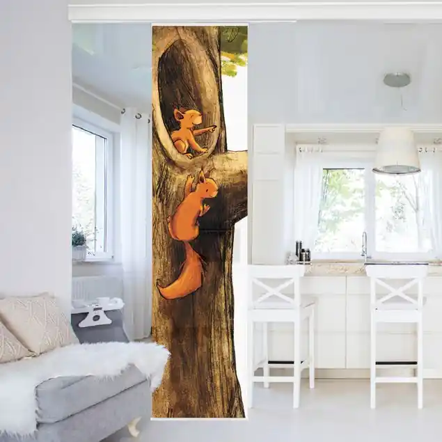Zuhause der Einhörnchen                               Schiebegardine Set Schnäppchen