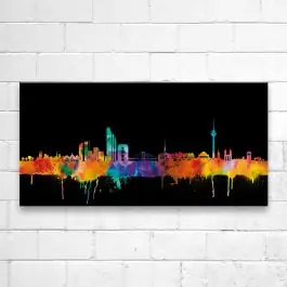 Zertifiziert Düsseldorf Skyline - Neon