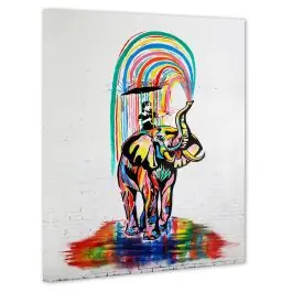 Kinderzimmerbild - Mädchen mit Elefant - Kunstdruck auf Leinwand Rabatt