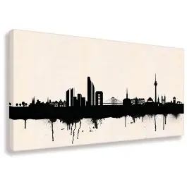 Abverkauf Kunstdruck Düsseldorf Skyline - SW Wandbild