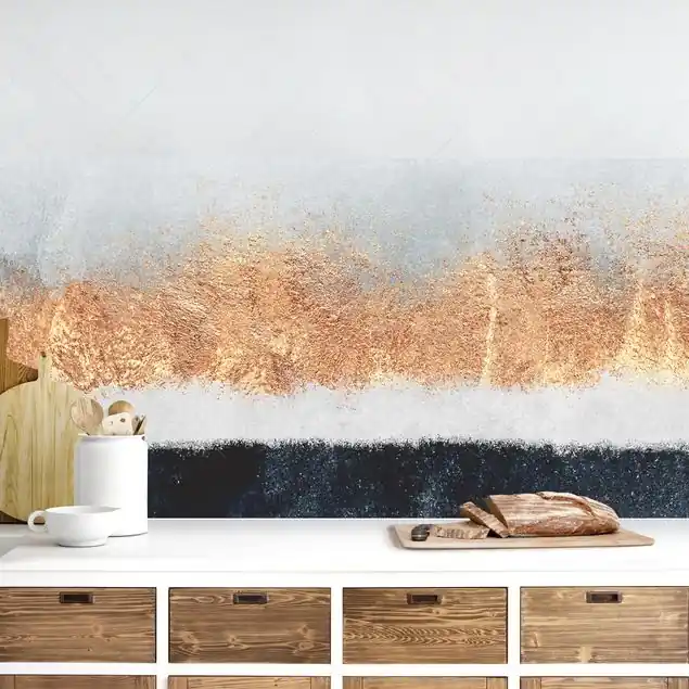 Aktuell Goldener Horizont Aquarell Küchenrückwand