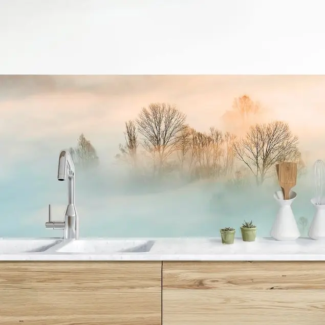 Schneller Versand Nebel bei Sonnenaufgang Küchenrückwand