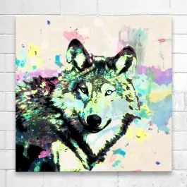 Wolf Color - Kunstdruck auf Leinwand Preisreduziert