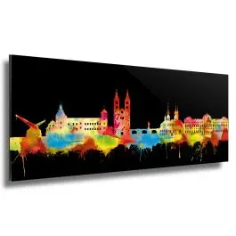 Würzburg Skyline Neon Acrylglas mit Alu-Dibond Knallerangebot