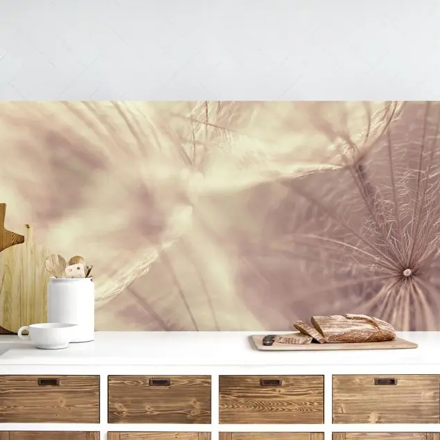 Abverkauf Detailreiche Pusteblumen Makroaufnahme mit Vintage Blur Effekt Küchenrückwand