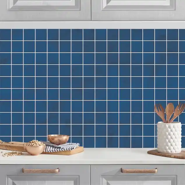 Zertifiziert Mosaik Beton Fliesen - Blau Küchenrückwand