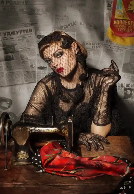 Markenware Girl with a Sewing Machine