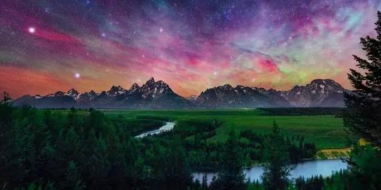 Garantierte Lieferung Colorful Night Sky Above Tetons and Snake River