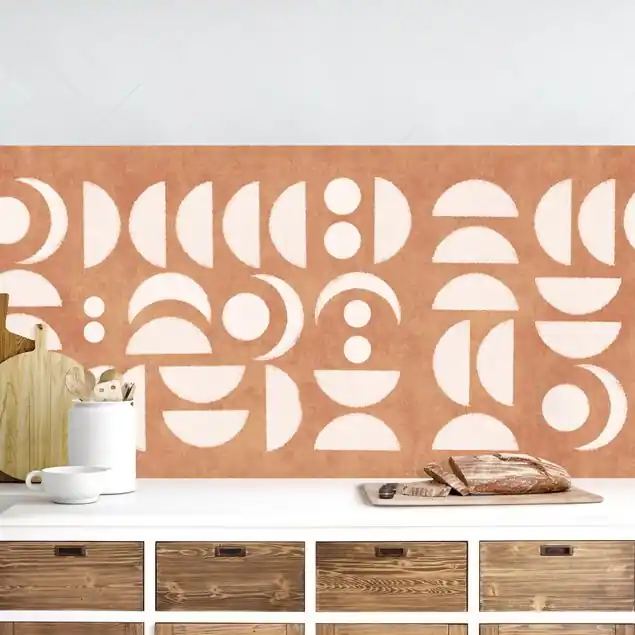 Abstrakte Monde terracotta Küchenrückwand Sonderaktion