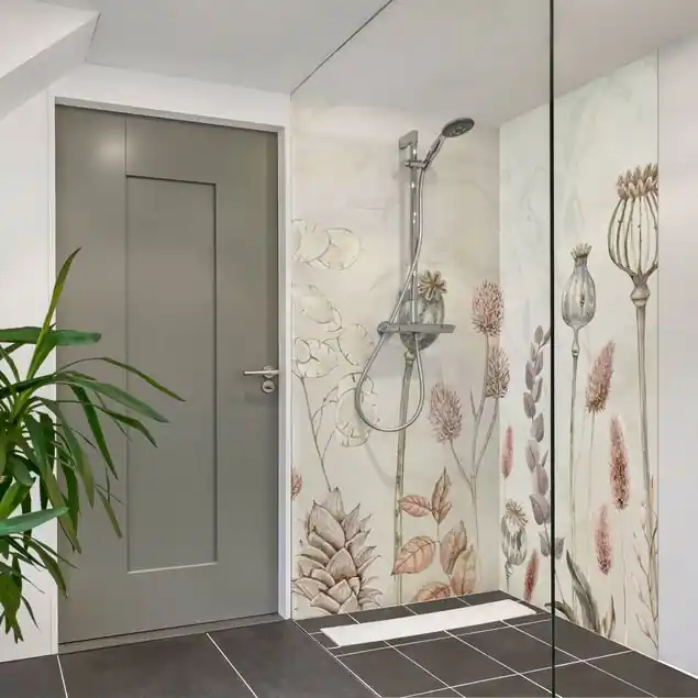 Zart getrocknete Herbstblumen Duschrückwand Neu